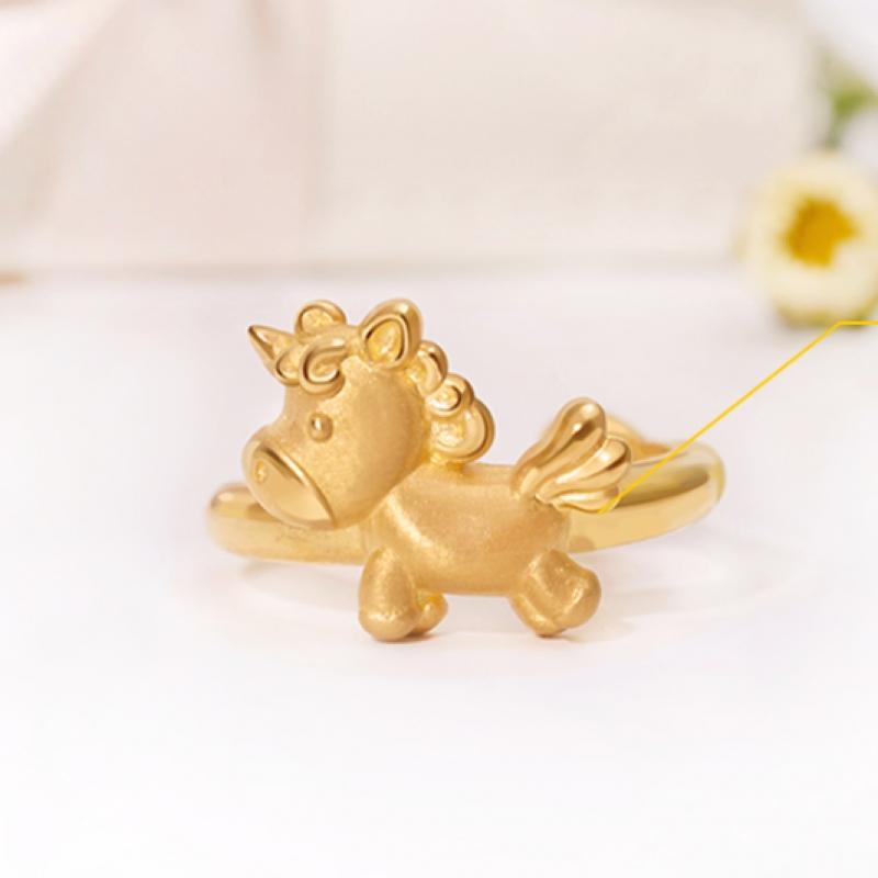 Porti Solid Gold 24k 1g Unicorn Stone Ring Year Of The Horse