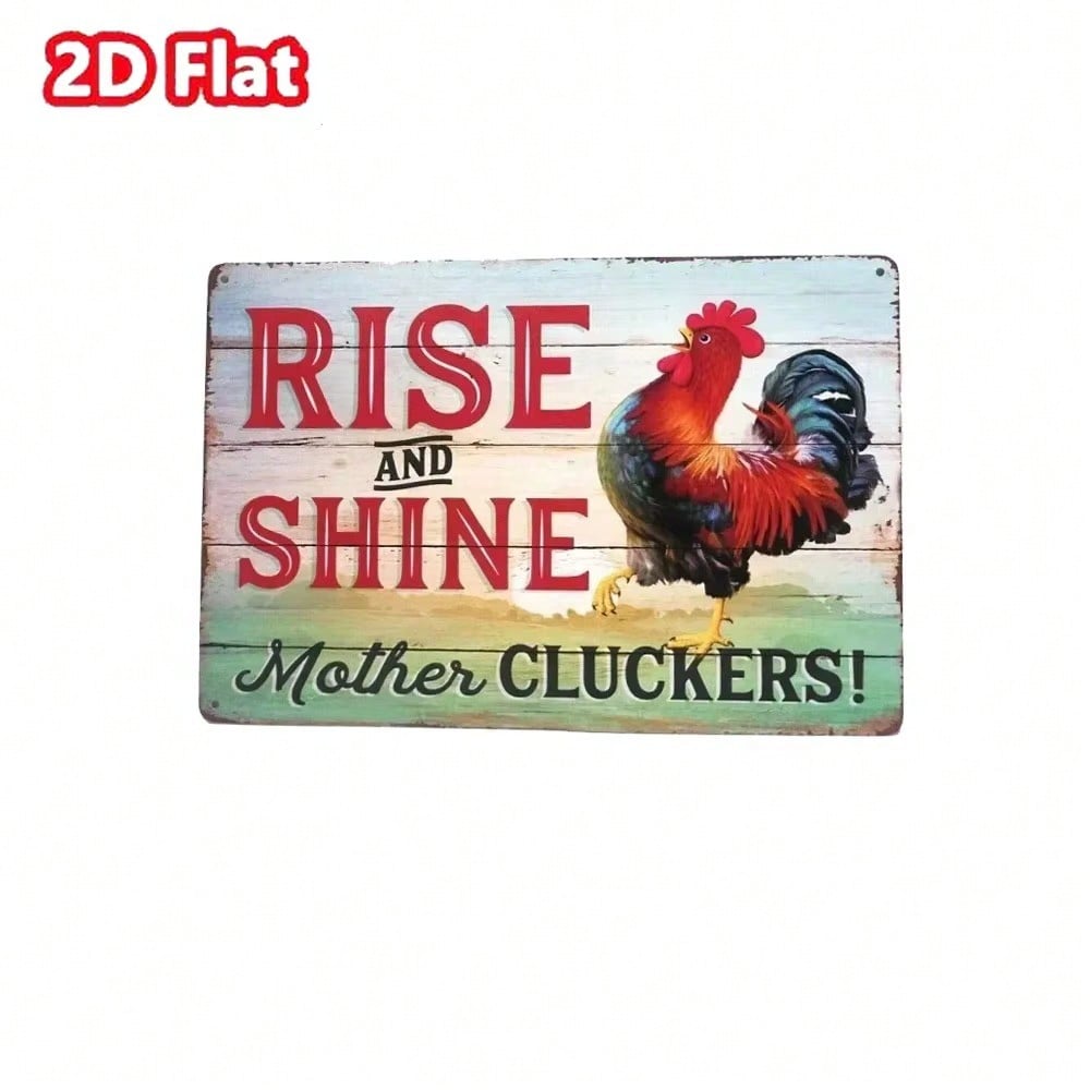 

2D Tin Sign Funny Chicken Wall Decor 20x30 різнокольоровий