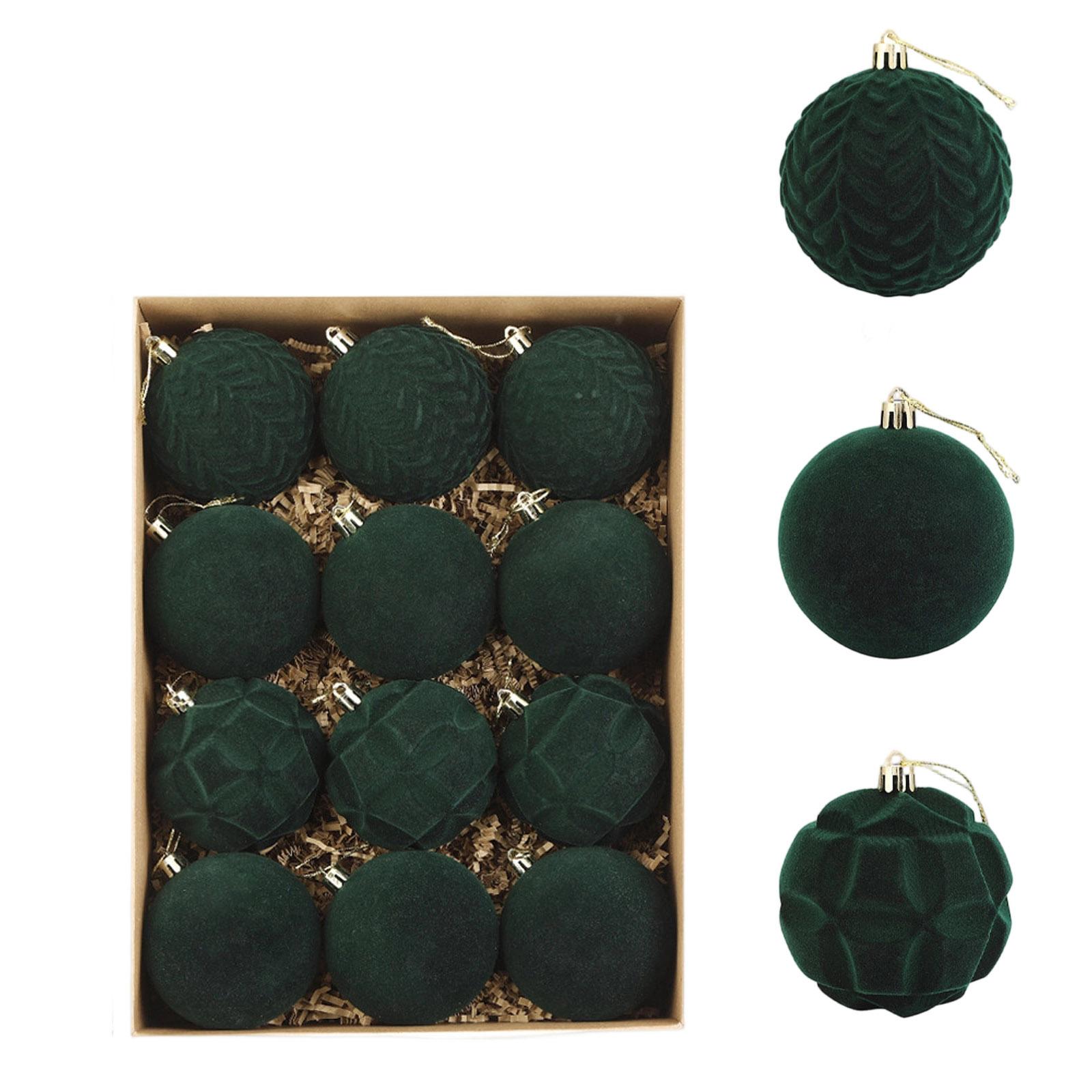 

Бархатный шар Флок Рождественский кулон Винно-красный Темно-зеленый Рождественское украшение 8см/12шт Рождественский шар One Size