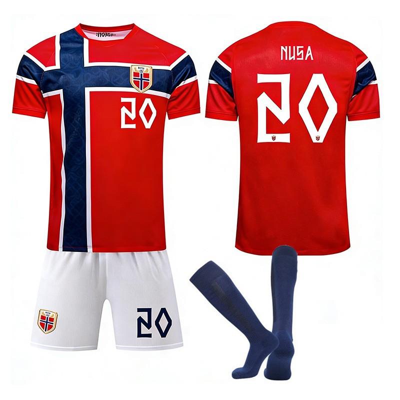 

2026 FIFA World Cup Norway Home #20 NUSA Sport Training Jersey Set with Socks Teens Kids Adults Custome Name Football Kits 3XL