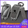 2026 Het Bilklistermärke Zinklegering Bilnyckelskydd Lämpligt för Peugeot 308 408 5008 2008 High-end Äkta Läder BilFjärrnyckelväska