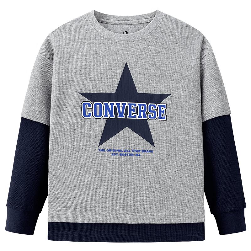 Детская футболка с длинным рукавом Converse с принтом логотипа-звезды, имитация двух предметов 6