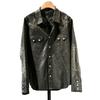 Buttercup pattern heavy industry embroidery American western denim shirt enzyme washing old and light Bengal tea core lambskin