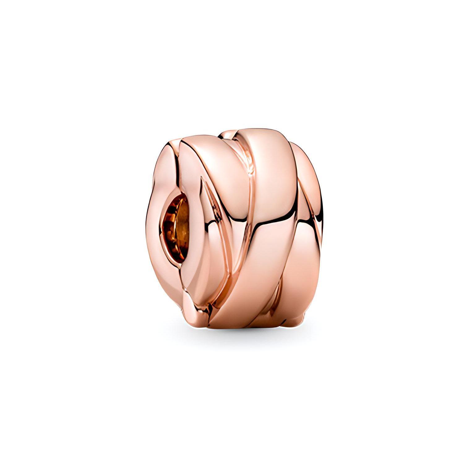 Pandora Rose Polished Satin Ribbon Texture Fixed Clip Men Jewelry 789502C00 Rose Gold,F