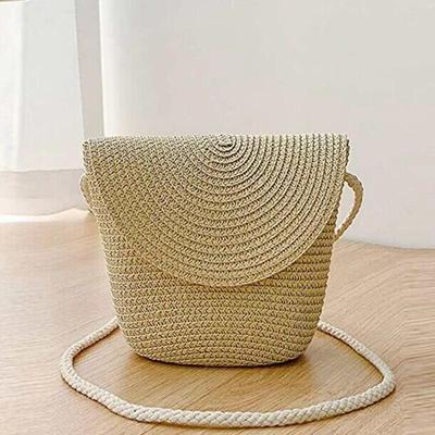 Nuevo bolso pequeño y fresco, bolso tejido de paja francés, bolso de hombro, bolso de la serie Sen, bolso cruzado pastoral, bolso de verano