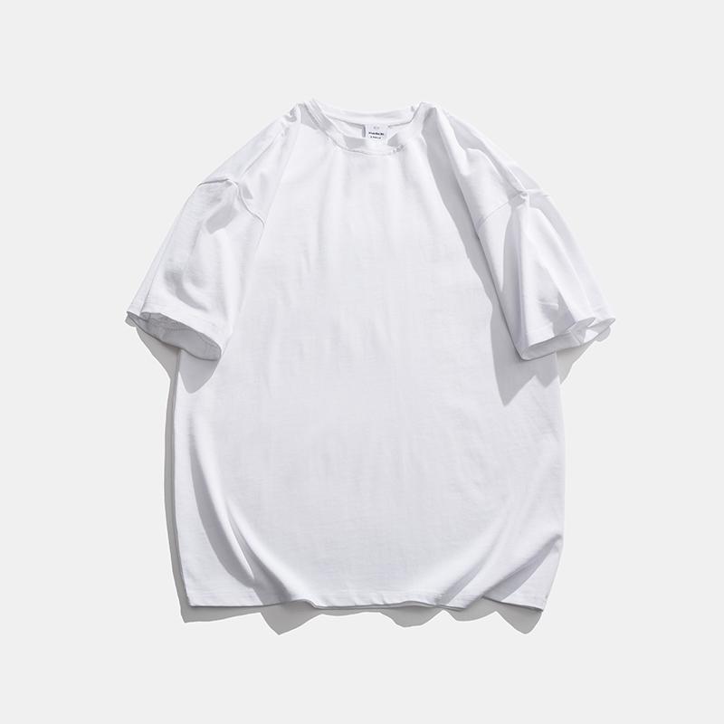 IELGY Solid Color Loose Short-sleeved T-shirt Base Men
