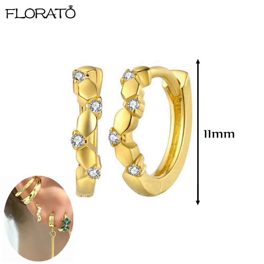 925 Silver Needle 11/13mm Small Hoop Earrings for Women Circle Piercing Huggie Earrings Multicolor Zircon Earrings Party Jewelry