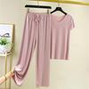 Roupas femininas para casa, conjunto de duas peças para mulheres, pijama fofo, roupa de casa para verão, sala de estar, outono, calças soltas para casa