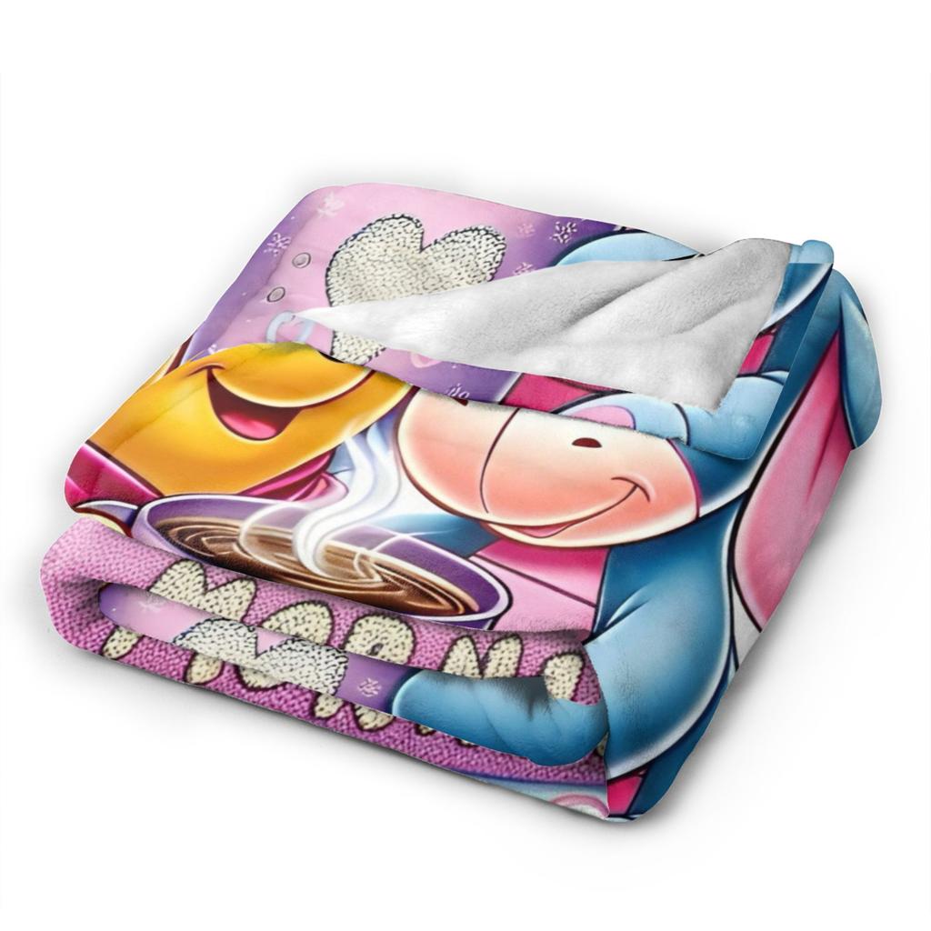 Winnie-the-Pooh Eeyore Blankets Fleece Summer Air Conditioning Cartoon Lightweight Thin Throw Blankets for Home Car Rug Piece