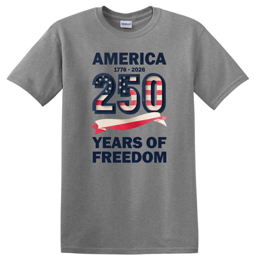 America 250 Years Of Freedom T Shirt 1776 2026 USA Flag Patriotic Gift Liberty 2XL