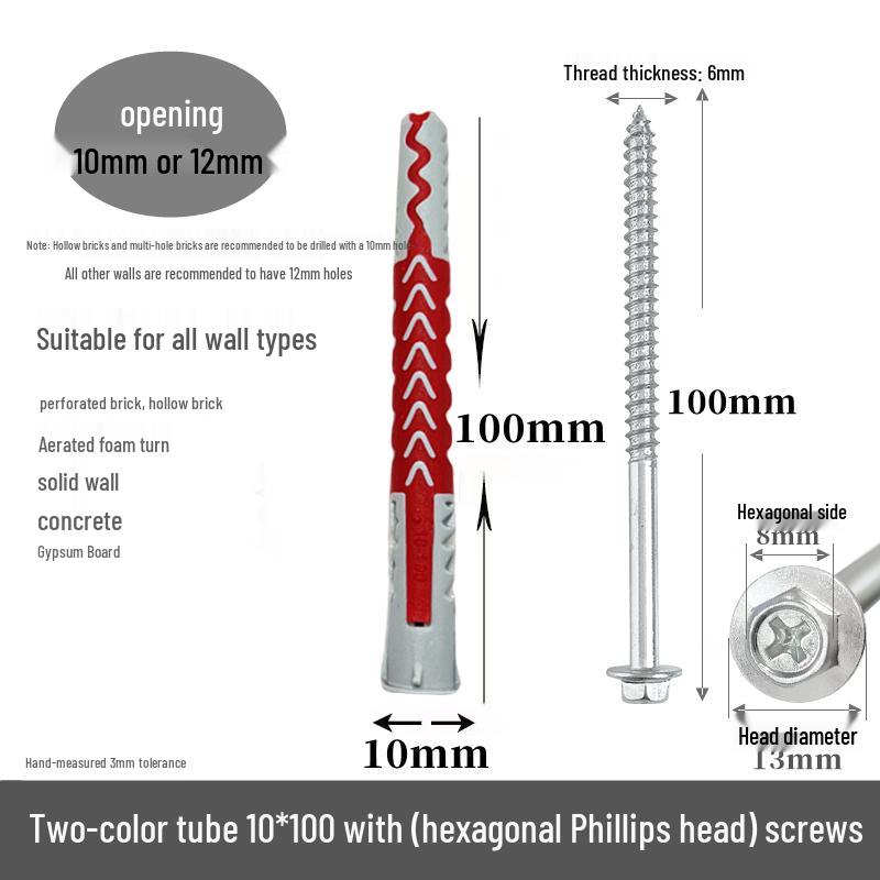 M10*50 Tetrahedron Plastic Expansion Tube for LCD TV Wall Mount & Outdoor AC Unit Bracket