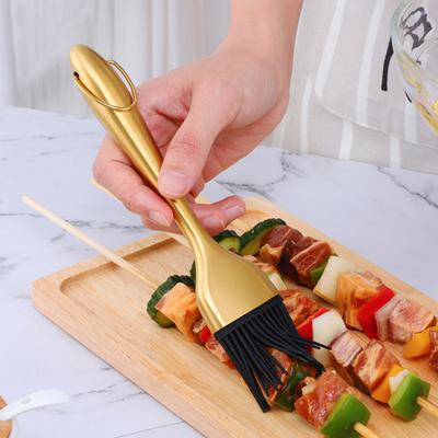 Pennello per barbecue, resistente al calore, portatile, sicuro, strumento per la cottura in silicone, pennello per olio da pasticceria per barbecue, per la casa