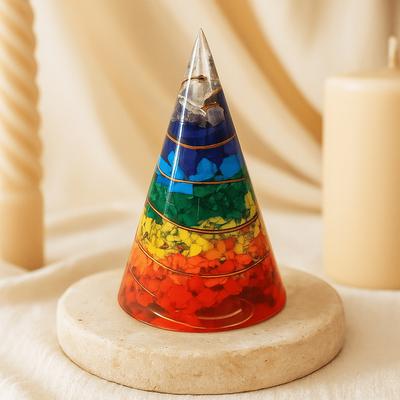 Orgonite Cone Chakra Copper Crystals Gemstones 80mm