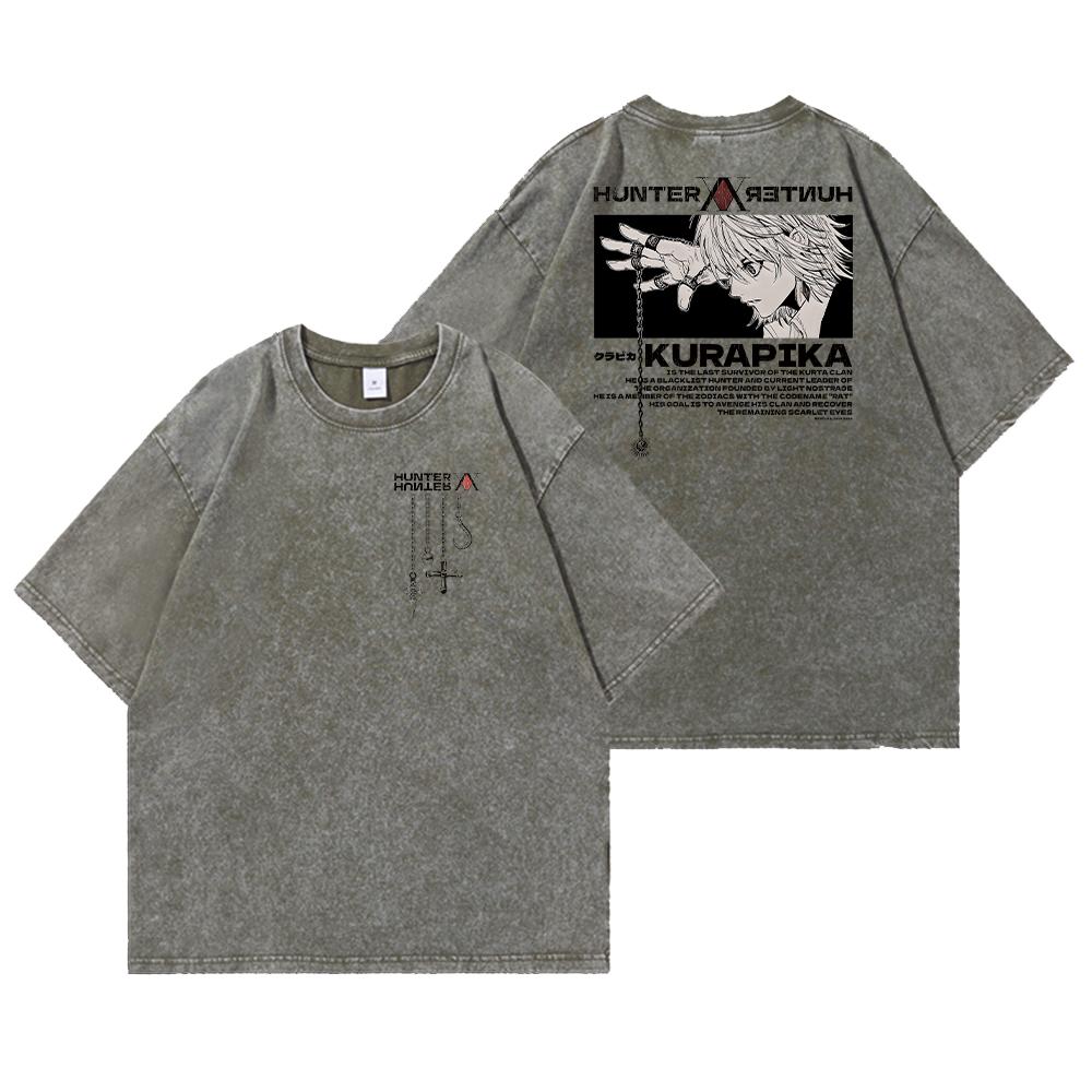 Vintage Anime Hunter X Hunter Acid T Shirt Graphic Print Tees Men Women Manga Street Washed 100% Cotton T Shirts Unisex