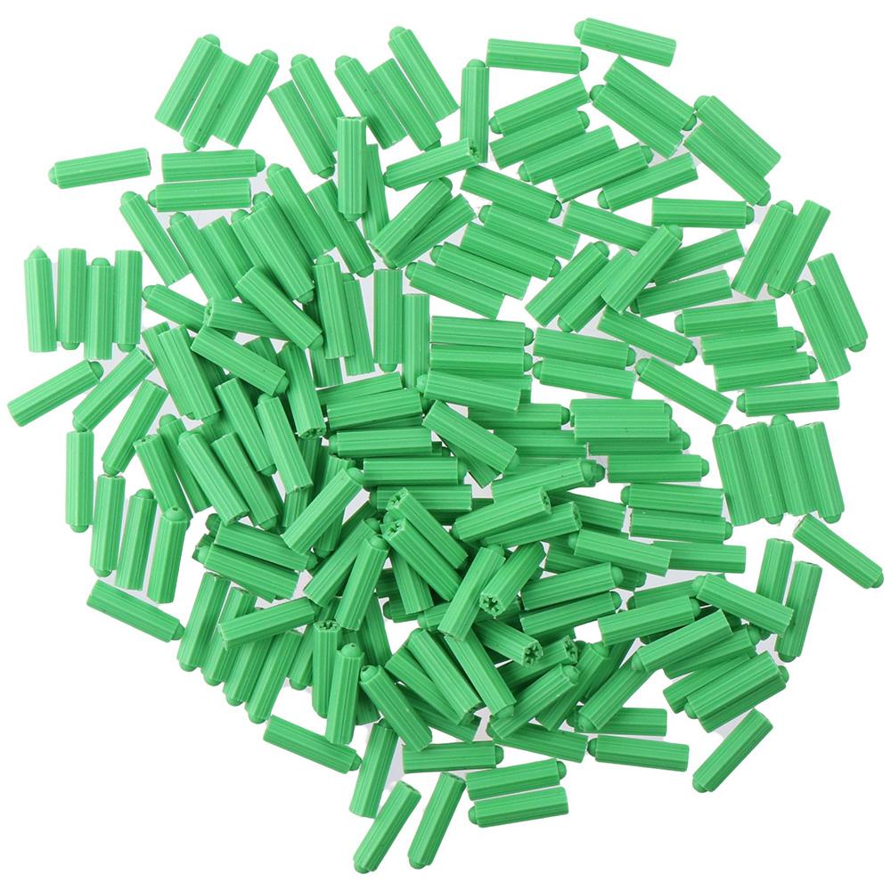 200pcs Green Masonry Screw Plastic Drywall Plugs Anchors Expansion Pipe Engineering Construction