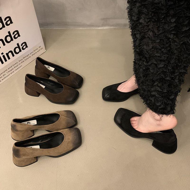 Internet celebrity thick heel single shoes women 2025 spring and autumn new gentle wind French Mary Jane women's shoes shallow mouth high heels women