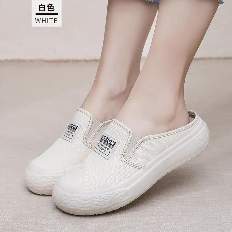 

Summer old Beijing breathable women s canvas shoes thick-soled one-pedal half-drag student shoes casual soft-soled comfortable lazy shoes 41