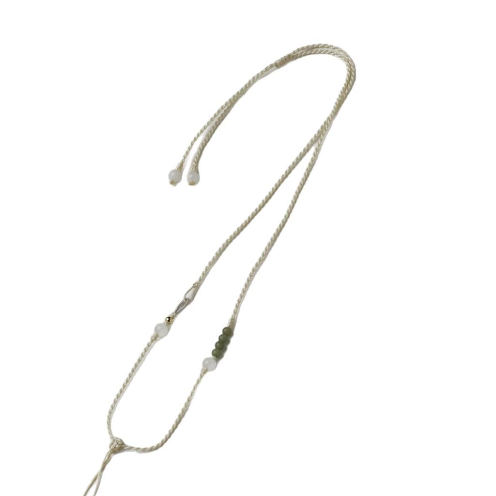 Hand-Woven Hetian Jade Abacus Bead Pendant Lanyard - Gold and Jadeite Pendant Rope for Men and Women