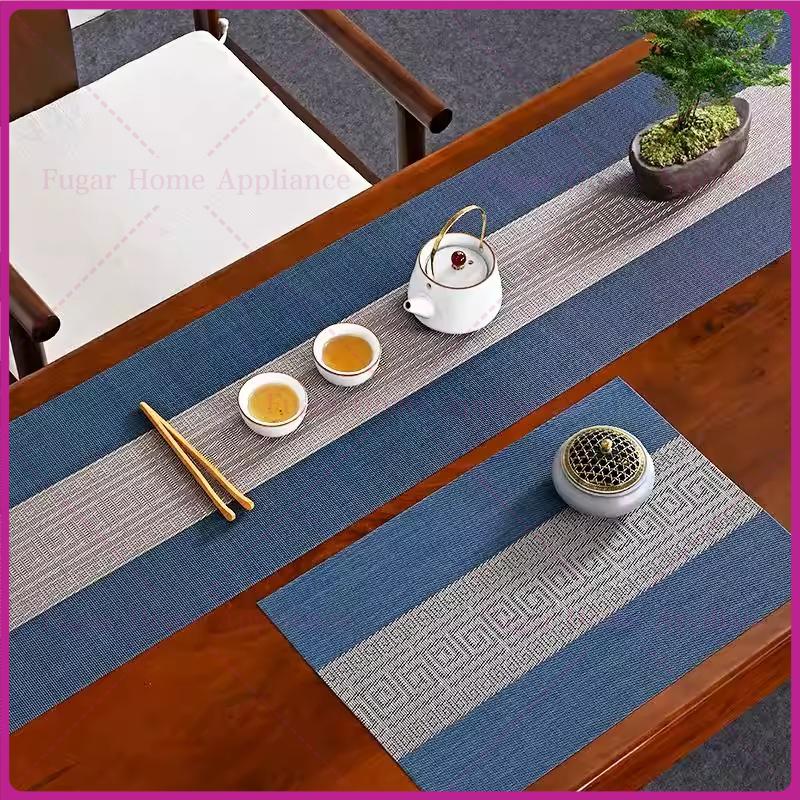 Chinese Zen style table flag, waterproof tea mat, dining table, tea table, light luxury high-end flag cloth, tablecloth