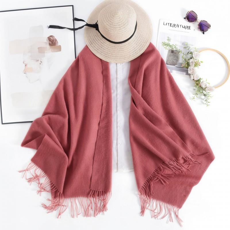 Extra Long 100% Wool Scarf Shawl Women Men Winter Warm Thick Pure Color Wrap Blanket Style