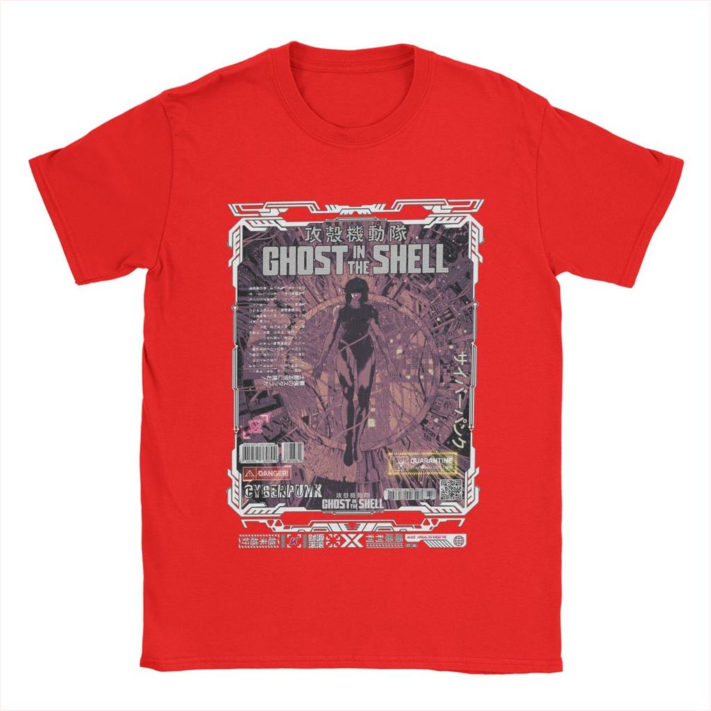 Motoko Kusanagi Ghost In The Shell T Shirts Men's Pure Cotton Awesome T-Shirt Anime Tee Shirt Short Sleeve Clothing Big Size