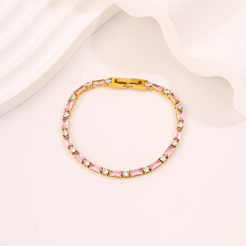 Titanium Steel European and American Light Luxury Style Straight Couple Versatile Temperament Advanced Sense Color Zircon