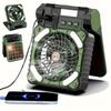 10400mAh Solar Camping Fan, a High-power Rechargeable Portable Fan with LED, an Emergency Power Supply for Charging Mobile Phones