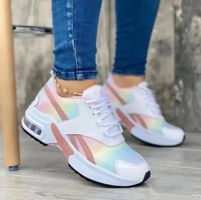 Kadın Moda Günlük Ayakkabılar Düz Renk Bağcıklı Spor Ayakkabılar File Nefes Alabilir Büyük Beden Platform Ayakkabılar Zapatillas De Mujer