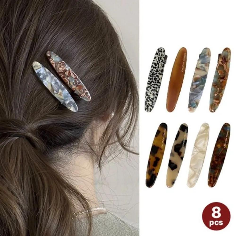 Envy Women s French Hairpin 8-Piece Set Marble Straight Premium Side Hair Slim Clip