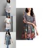 Elegantes Plus Size Damen Druck Langarm Mini Kleid T-Shirt Tunika Herbst S-5XL