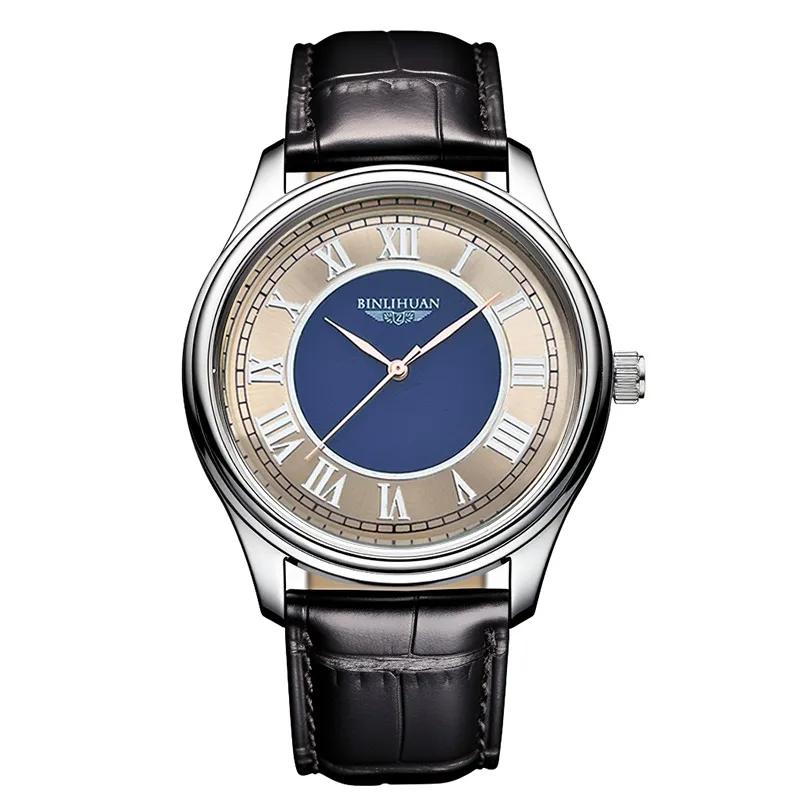 Orologio da polso da uomo Business Quarzo Numeri Romani Orologio in Pelle