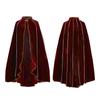 Halloween Costume Cape with Stand Collar Velvet Hooded Cloak for Party Performance