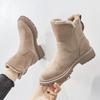 Women's Winter Cold-proof Thickened Fur One Padded Waterproof Cozy Warm Lightweight Hiking Non-slip Thick Sole Cushioning Snow Boots Martin Boots