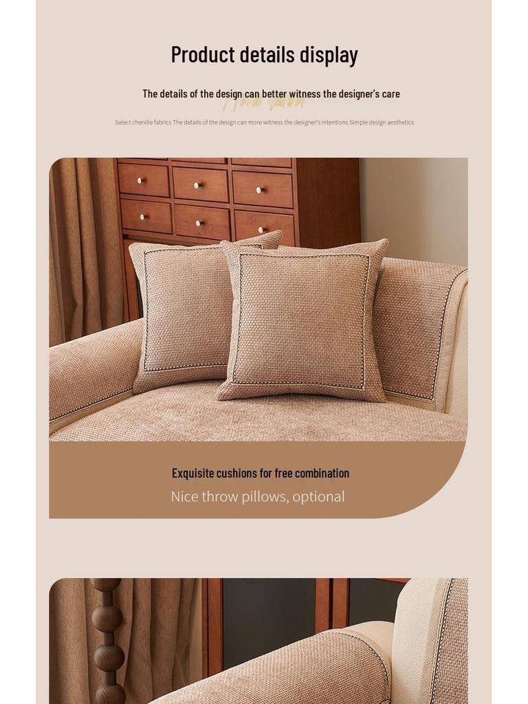 2025 French High-End Chenille Sofa Cushion: All-Season Non-Slip Seat and Sofa Cover