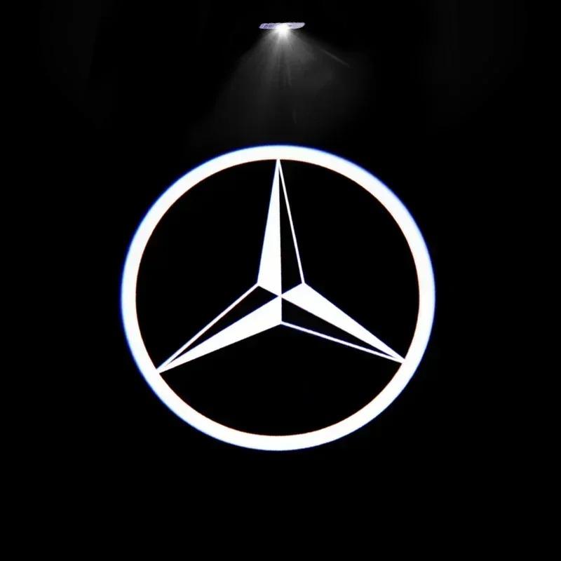 2pcs Car door welcome Benz light logo Emblem AMG A C E GLC GLA GLE GLB Class W177 W205 W212 W213 X253 X156 W166 X247 OR5