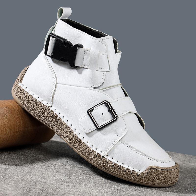 Leather shoes high-top handmade Martin boots retro spring and summer casual short boots 36