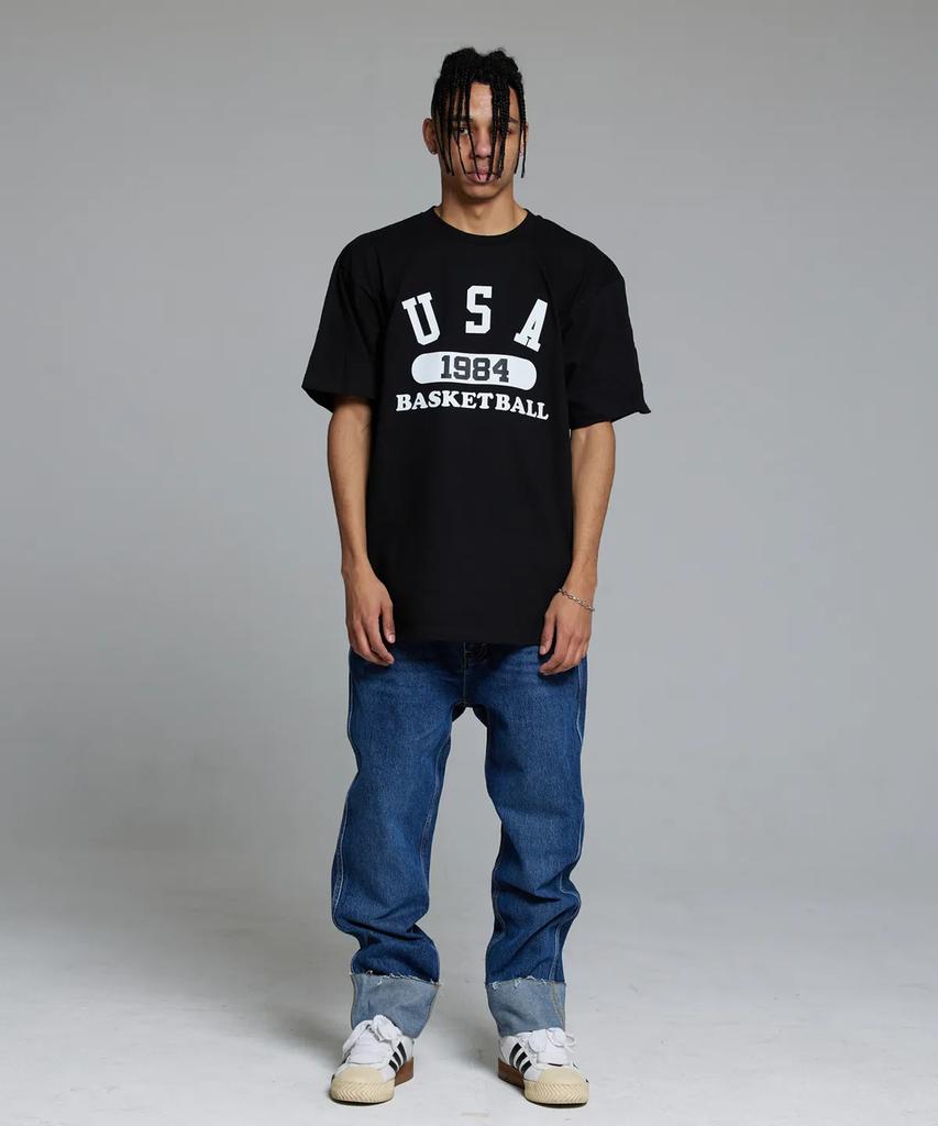 CREAM SODA LAB [2Pack] Usa Basketball T-Shirt Black (White) Black (Yellow)