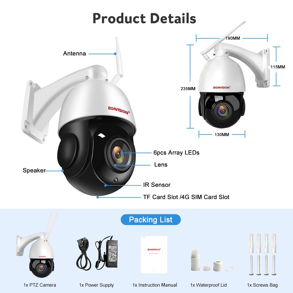 8MP Outdoor PTZ IP POE Camera with Pan Tilt 20X Optical Zoom & Human Detection, Speed Dome Security Camera with 320ft IR Night Vision, Auto Tracking