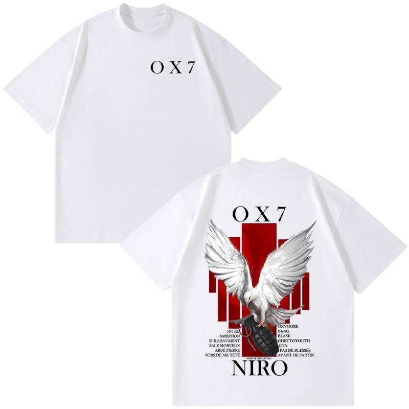 Raper Niro OX7 Album T-shirt Męski Damski Ubrania Moda Hip Hop T-shirty Muzyka Pop Męski Casual Bawełna Vintage T-shirt Streetwear