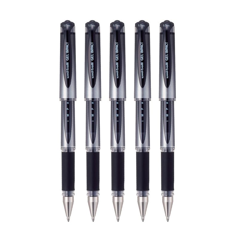 Uni-ball UM-153S Gel Impact 1.0mm Black Ink Gel Pens Pack of 5 for Office, School & Home Writing