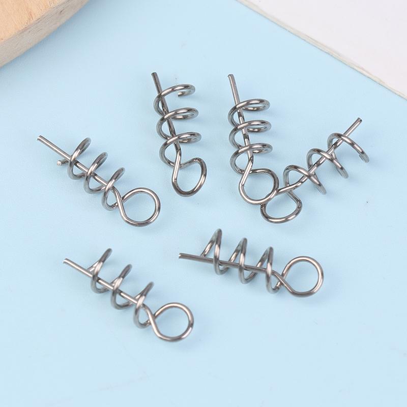 100Pcs Stainless Steel Spring Lock Pin Fishing Screw Crank Hook Spring Twist Lock Fishing Hook Connector For Soft Lure Tackle