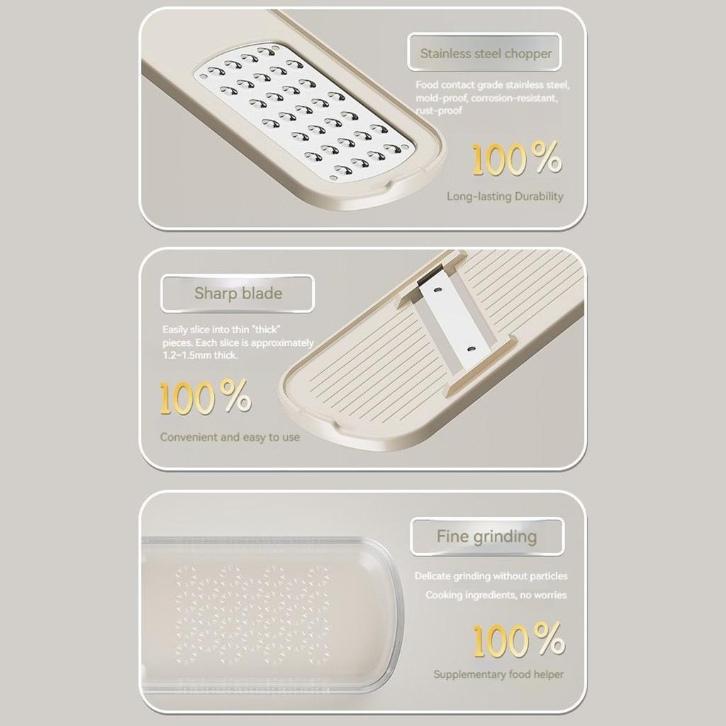 3 in 1 Ingwer- und Knoblauchmühle Heimküchenschneider Knoblauch-Ingwer-Mühle Küchenwerkzeug zum Schneiden, Hacken und Mahlen von Knoblauch