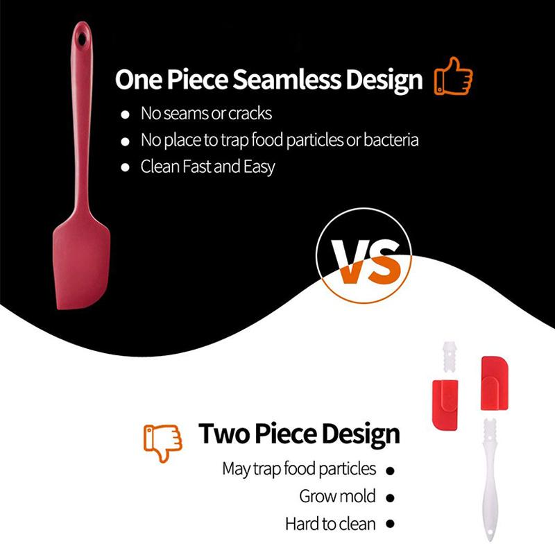 Leeseph High Heat-Resistant Premium Silicone Spatula Set, Seamless Design, Non-Stick with Stainless Steel Core, Cooking/Baking
