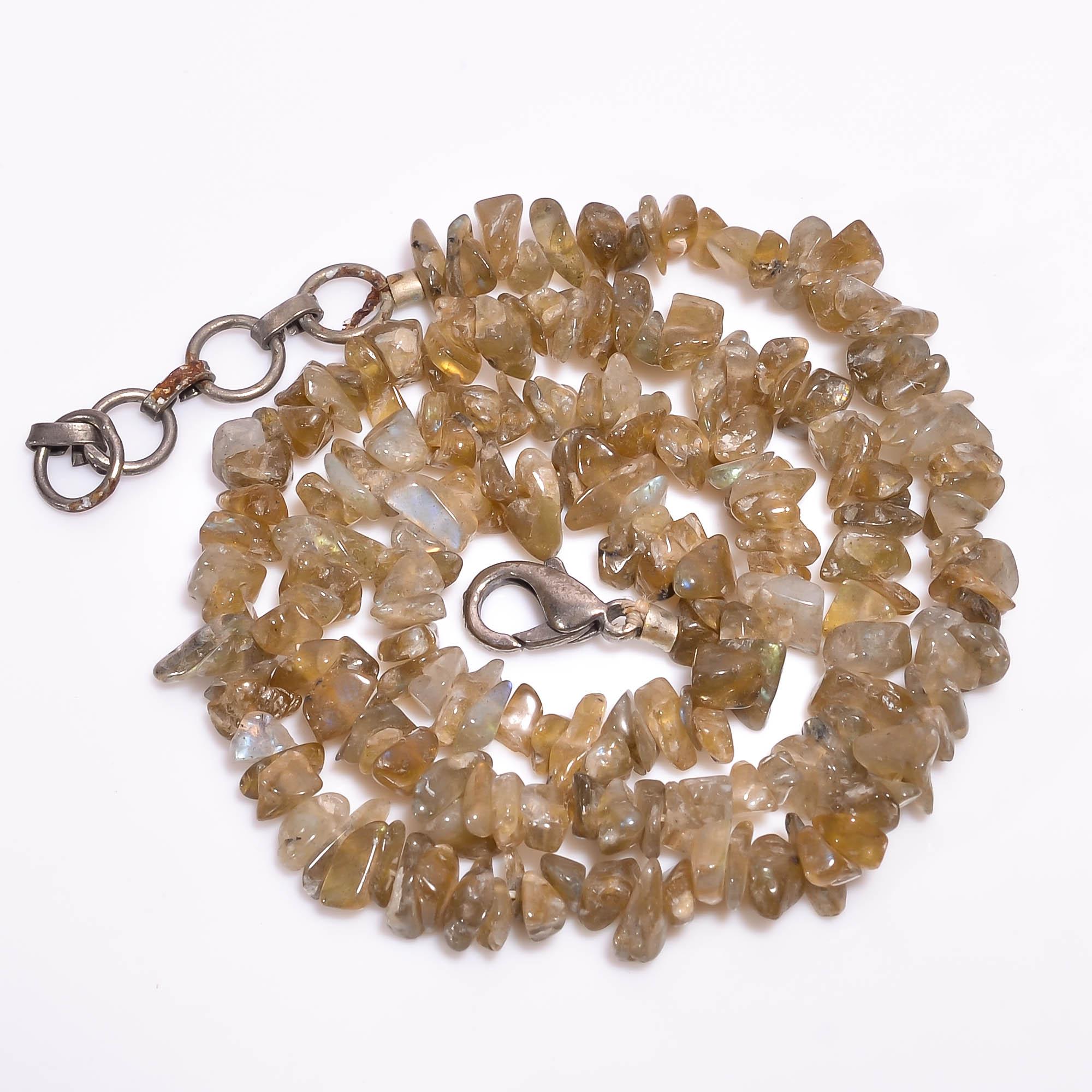 

Natural Labradorite Gemstone Uncut Smooth Beads Necklace 5-7 mm 16-17 UB-8407 UB-8407