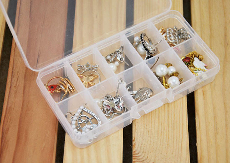 10 Grids Adjustable Jewelry Beads Storage Box Case
