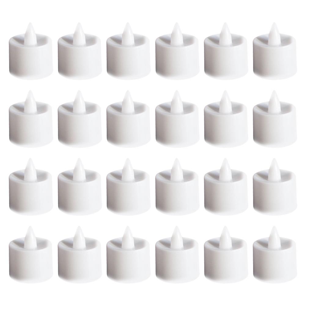 24pcs Flameless Tea Lights Candles Warm White Light Battery Operated LED Candles for Room Wedding Decor White