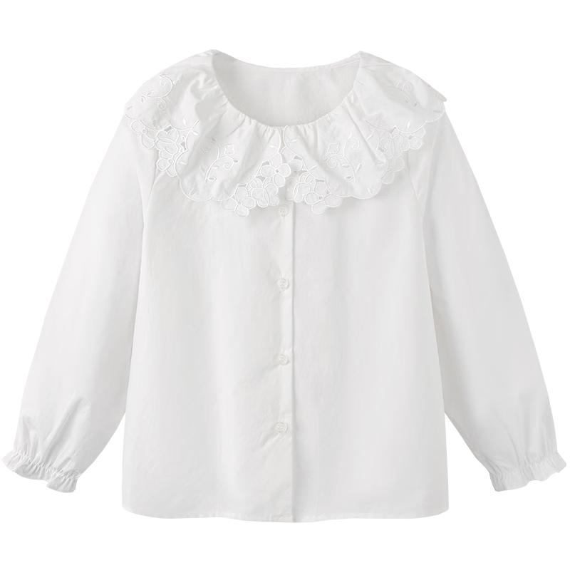 Minibala Girls' Pure Cotton Big Lapel Shirt