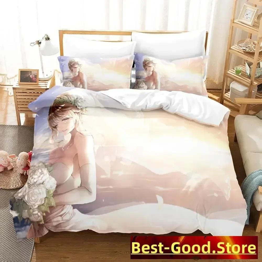 Anime Wedding Anime Parure Bedding Set Printed Duvet Cover Pillowcase Single Double Queen Super King Size Sets