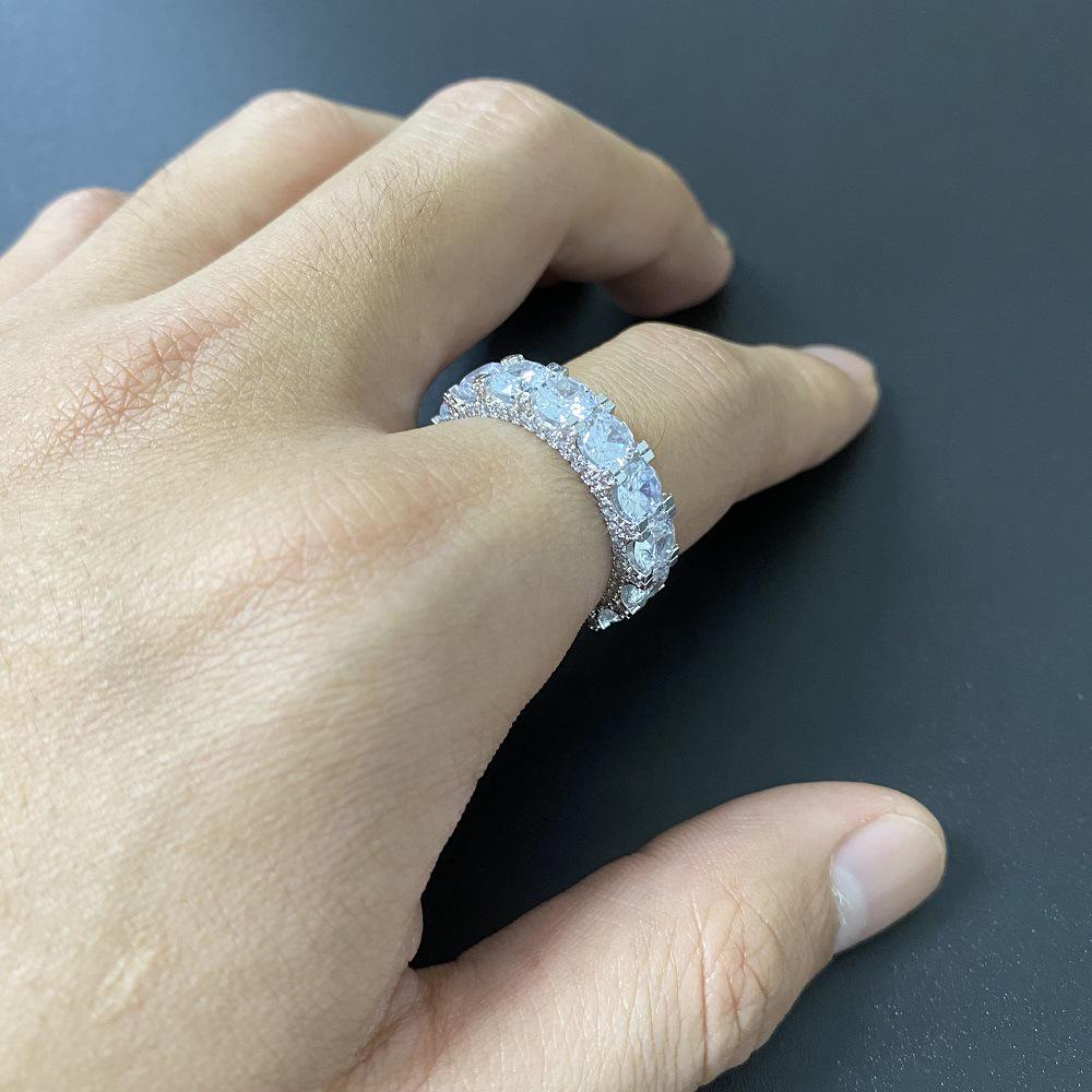 

Популярное хип-хоп кольцо: Позолота 18 карат с цирконами ААА для мужчин и женщин Size 7 серебряный