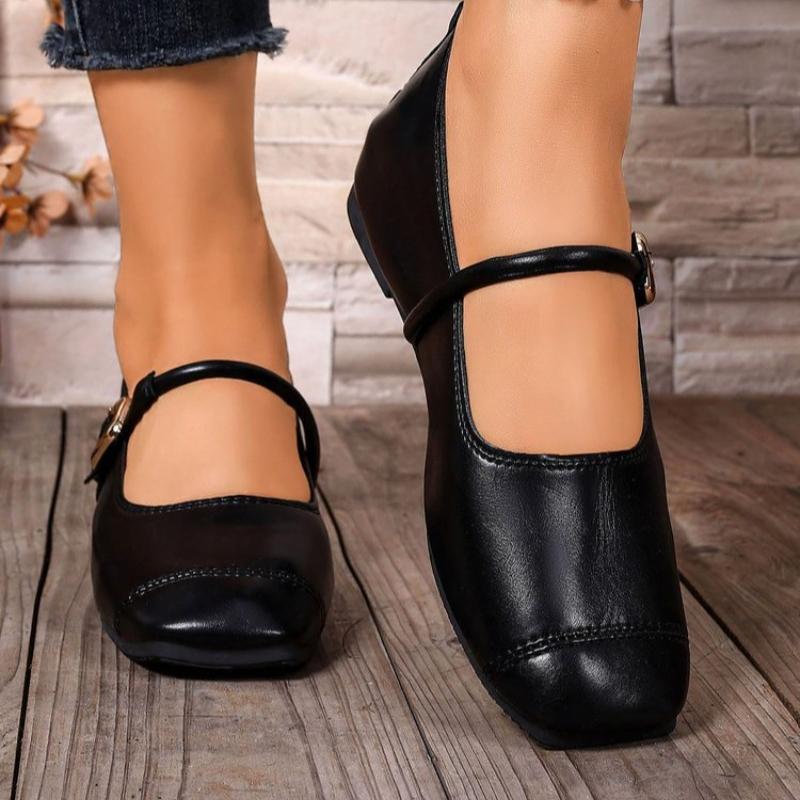 

Модные женские классические легкие удобные балетки 2025 осень мягкая подошва нескользящие лоферы женские из ПУ кожи квадратный носок платформа обувь для ходьбы 35 чёрный